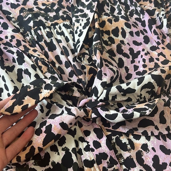 Veronica Beard Amani Watercolor Leopard short sleeve silk blend midi Dress XS/2 - Picture 8 of 12